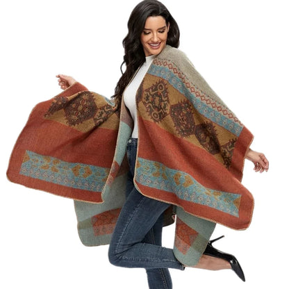 Poncho Women Capes Scarf Imitation Cashmere Ladies Scarves Warm Shawls Wraps Woman Ponchos Bufanda Mujer Foulard