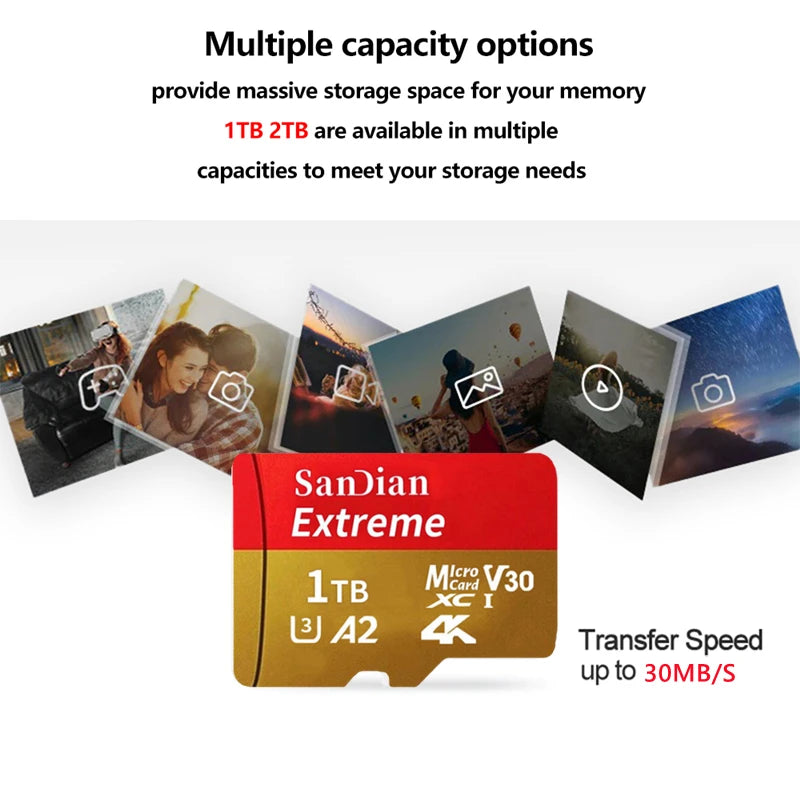 High Speed SD Card 1TB 512GB TF Micro Memory Card For Phone Camera Drone