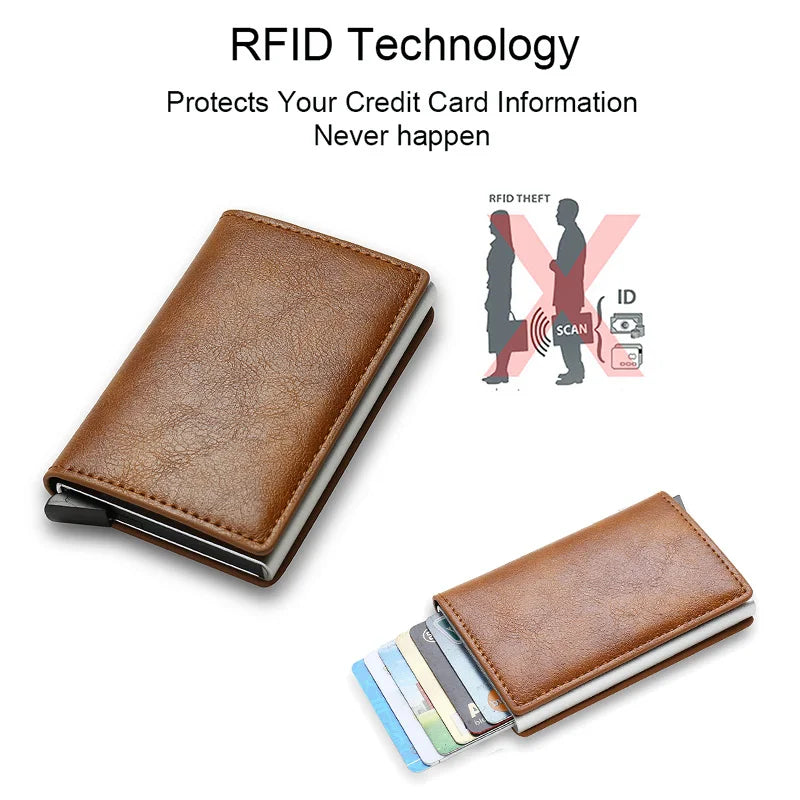 Anti thief RFID credit card holder smart minimalist wallet pocket men women slim cardholder bank cash credit card case bag purse