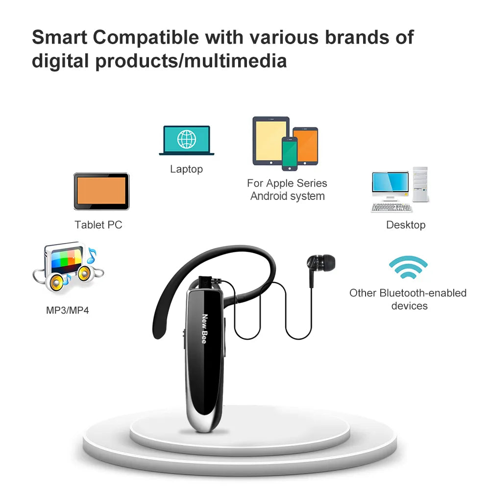 New Bee Bluetooth Headset V5.0 Wireless Earphones Headphones