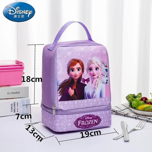 Disney New Cartoon Cute Student School Bag Double High Capacity Layer Lunch Bag Children's Portable Lunch Box Student Lunch Bag