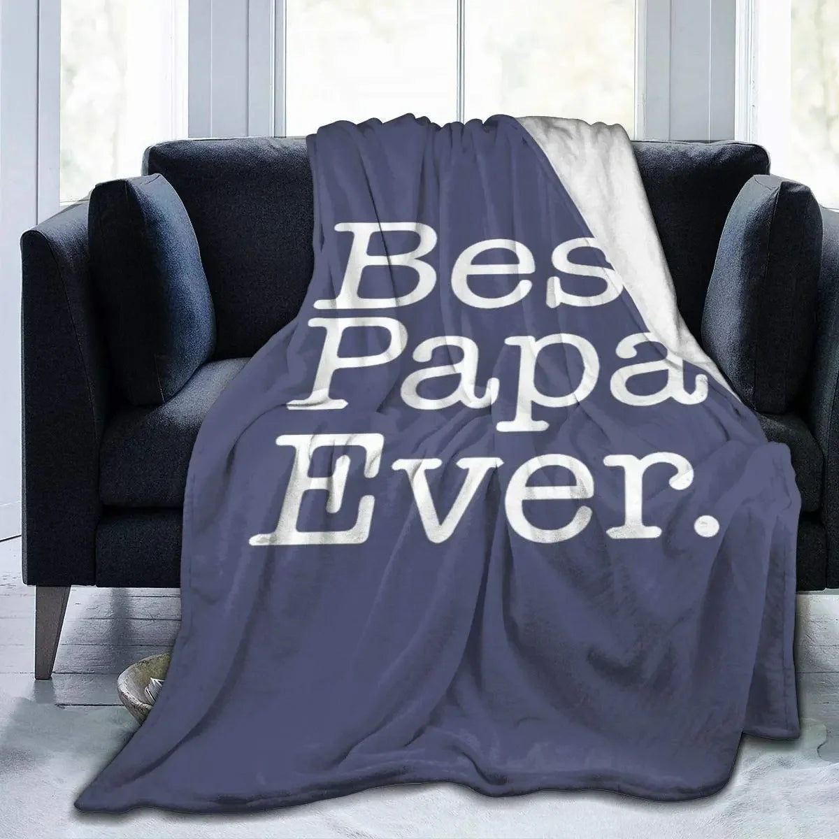 Styleship-Dad Blanket The Best Dad Print Throw Blanket，Soft Cozy Luxury for Father Daddy Papa Pappy Grandpa，Men Gift for Fathers Day Birthday Christmas