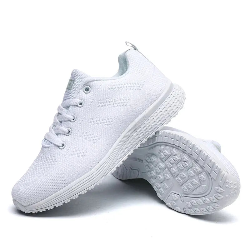 Women Casual Shoes Fashion Breathable Walking Mesh Flat Shoes Sneakers White Female Footwear