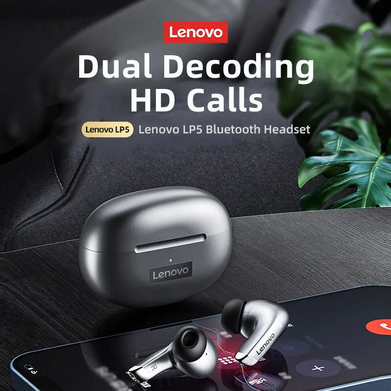 Original Lenovo LP5 Wireless Bluetooth Earbuds  Headphones