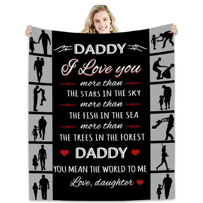 Styleship-Dad Blanket The Best Dad Print Throw Blanket，Soft Cozy Luxury for Father Daddy Papa Pappy Grandpa，Men Gift for Fathers Day Birthday Christmas