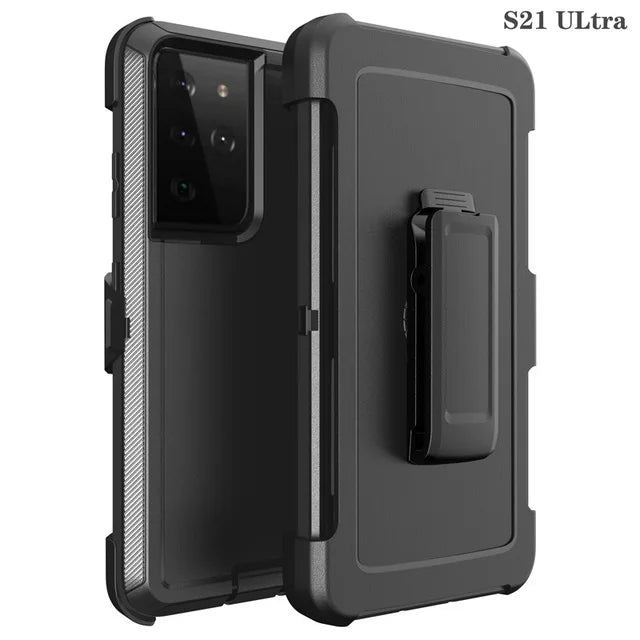 3 IN1 For Samsung Galaxy S22 S21 S20 S23 S24 ULTRA S10 Plus Note 20 10 9 8 Heavy Duty Armor Shockproof + Belt Clip Case Cover