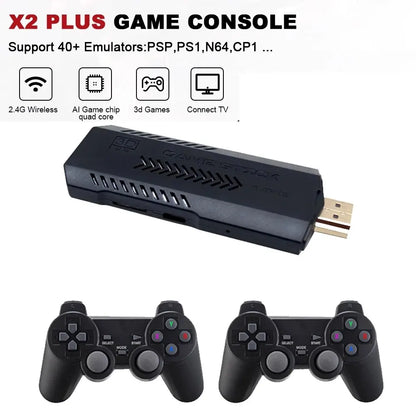 X2 Plus 256G 50000 Games GD10 Pro 4K Game Stick 3D HD Retro Video Game Console Wireless Controller TV 50 Emulator For PS1/N64/DC