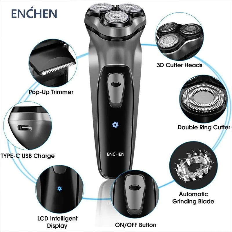 Blackstone Electrical Rotary Shaver for Men 3D Floating Blade Washable Type-C USB Rechargeable Shaving Beard Machine