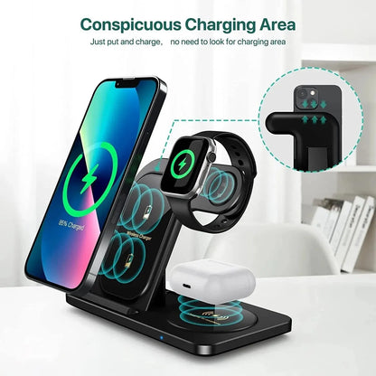 Wireless Charger iPhone Charging Station: 3 in 1 Charger Stand Multiple Devices for Apple-Fast Charging Station