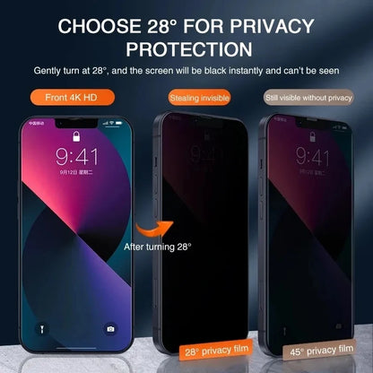 Privacy Screen Protector- Anti-spy Protective Glass  for iPhones 15 X XR XS MAX 14 13 11 12 Pro Max Mini 7 8