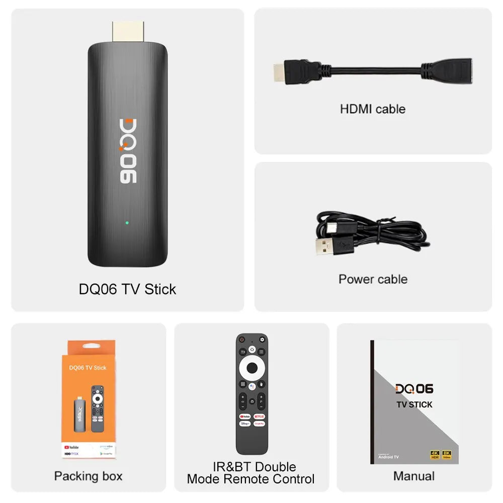 DQ06 ATV Mini TV Stick Android 12 H618 Quad Core Cortex A53 8K Video WiFi6