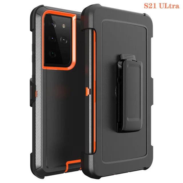 3 IN1 For Samsung Galaxy S22 S21 S20 S23 S24 ULTRA S10 Plus Note 20 10 9 8 Heavy Duty Armor Shockproof + Belt Clip Case Cover