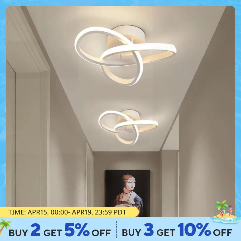 Household LED Chandelier Three Colors Lamp Modern Style Ceiling Lamp Bedroom Light Surface Installation AC