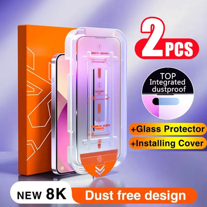 New 8K Oleophobic Coating Dust free Installation Screen Protector For iPhone