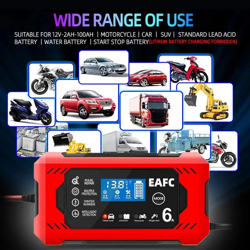 Battery Charger12V 6A Smart Battery Trickle Charger Automotive 12V Maintainer