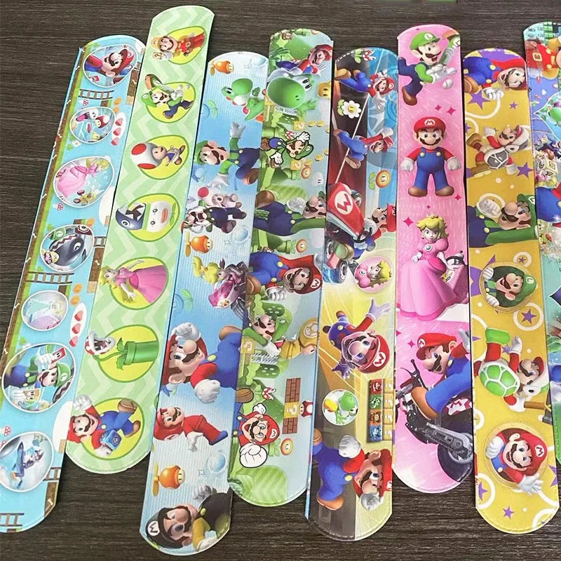 Party favors-New Mario Bros Wrist Strap Children Clap Ring Slap Bracelets Kids Snapping Rings Toy Children's Birthday Gift Party Product