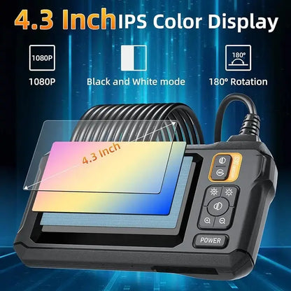 Industrial Endoscope Camera 8mm HD1080P 4.3inch IPS Screen 1080P Pipe Inspection Camera for Car Repair IP67 Waterproof