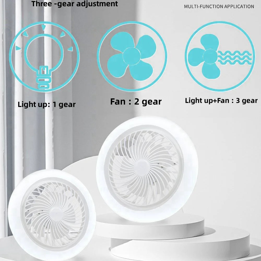 Socket Fan Light with Remote, 10in Small Ceiling Fan Lights with Remote Control, E27 Base Screw in Fan Light with 3 Light Modes & 3 Fan Speed for Kitchen, Bedroom, Small Rooms