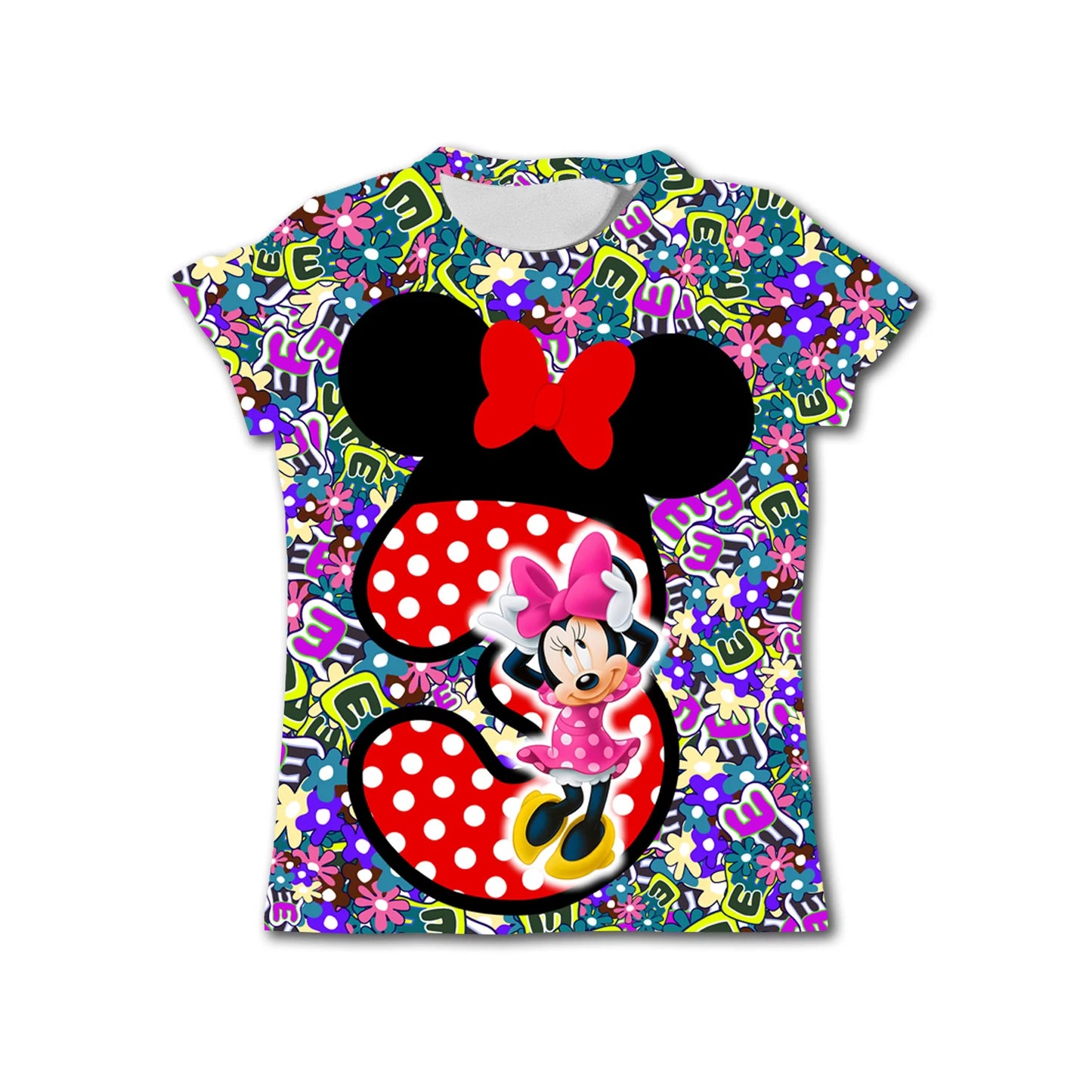 Disney Girls Graphic Tee Minnie Mouse Short Sleeves T-Shirt Top Summer Outfits Clothes