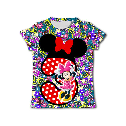 Disney Girls Graphic Tee Minnie Mouse Short Sleeves T-Shirt Top Summer Outfits Clothes