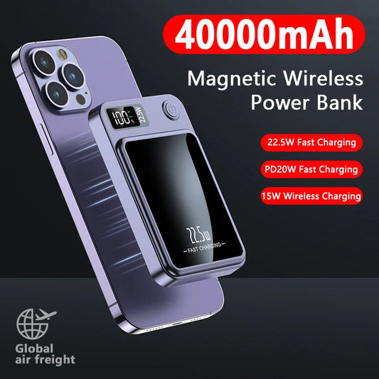 Magnetic Wireless Power Bank 30000mAh 22.5W Fast Charging External Battery Charger