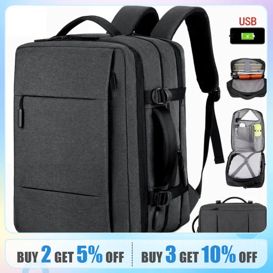 Travel Backpack Men Business Backpack School Expandable USB Bag Large Capacity Laptop Waterproof Fashion Backpack