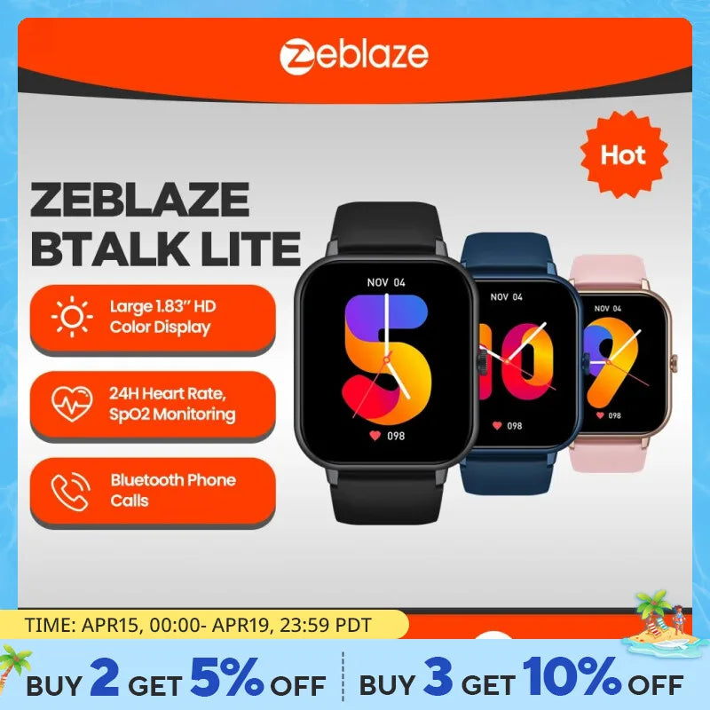 Zeblaze Btalk Lite Voice Calling Smart Watch Health Sport Monitoring Smart Notifications