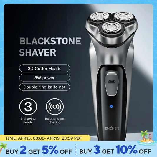 Blackstone Electrical Rotary Shaver for Men 3D Floating Blade Washable Type-C USB Rechargeable Shaving Beard Machine