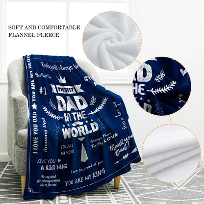 Styleship-Dad Blanket The Best Dad Print Throw Blanket，Soft Cozy Luxury for Father Daddy Papa Pappy Grandpa，Men Gift for Fathers Day Birthday Christmas