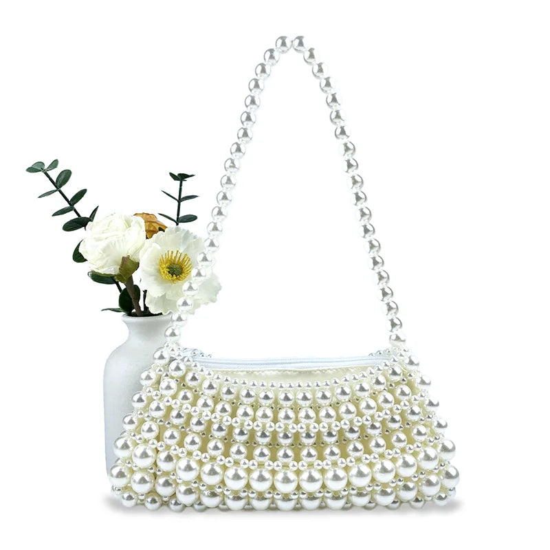 Pearl Bag for Women  New Mobile Phone Crossbody Small Bag Hollow Bead Bag Finished Qipao Handheld One Shoulder Underarm Bag