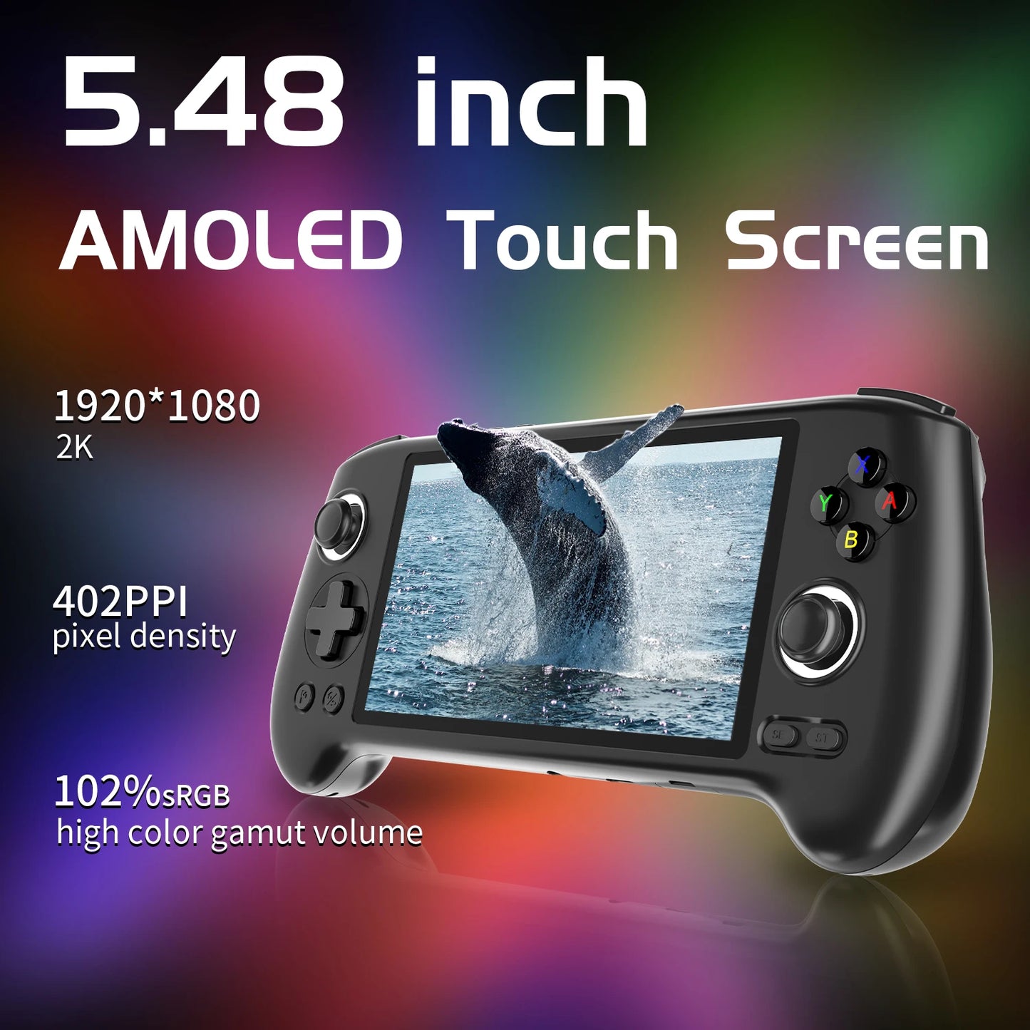 RG556 Retro Handheld Game Console, 5.48-Inch AM OLED Screen Android 13 System Built-in 128G SD Card Video Games Player for Adults Kids