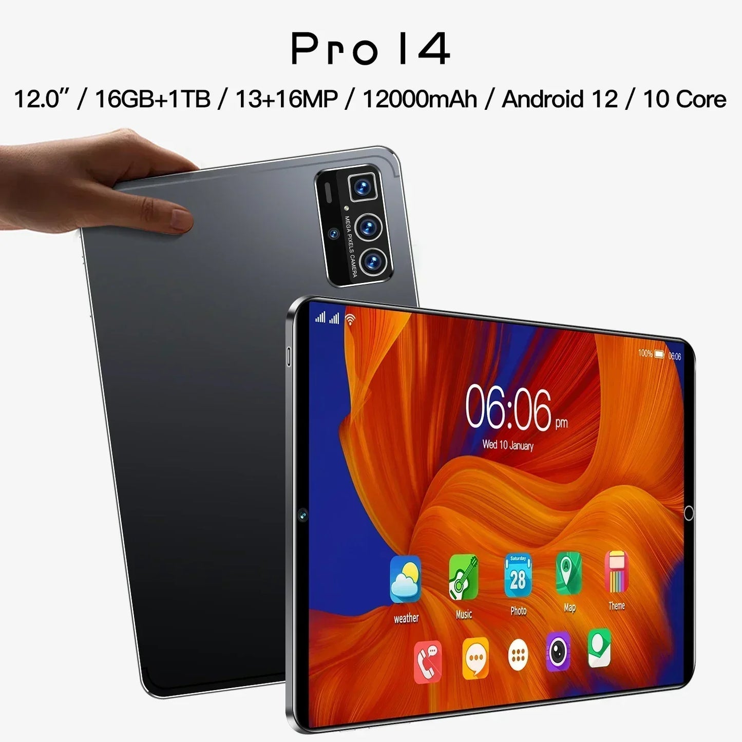 Original 12inch Tablet Pro14 5G 16GB+1TB Android13 Tablet PC 8800MAh