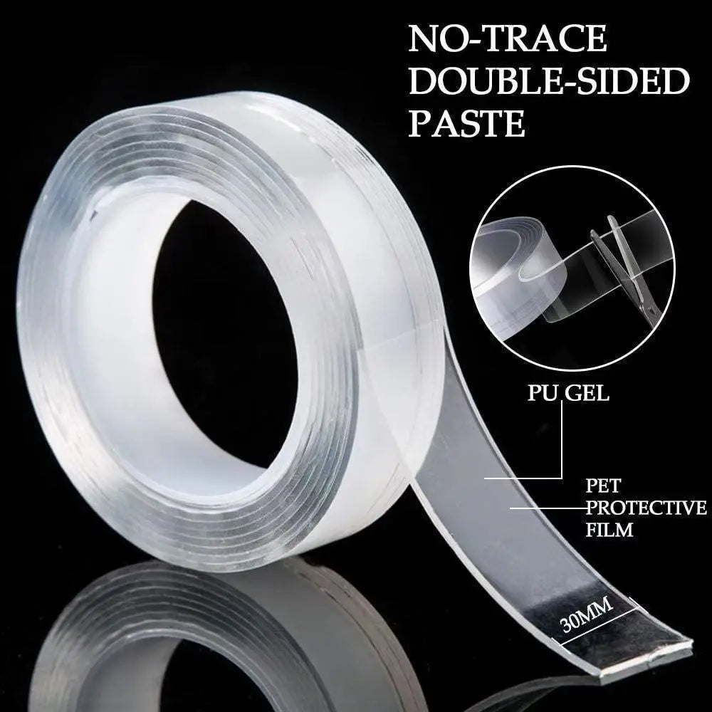 Nano Tape Double-Sided Adhesive Traceless Waterproof Traceless Adhesives Gel  Transparent Tape