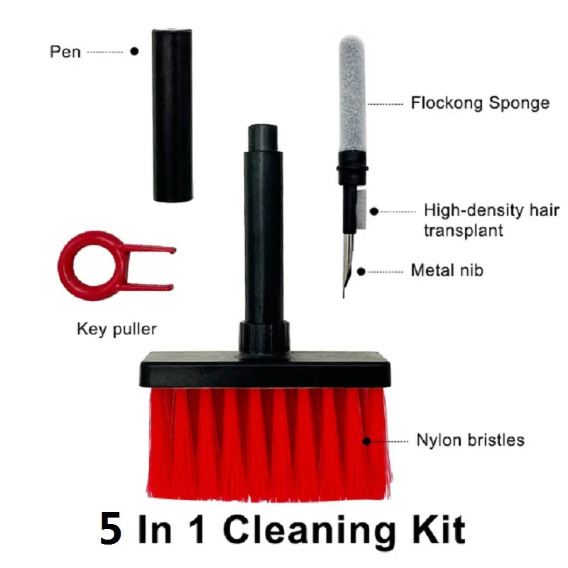 5 in 1 Keyboard Cleaning Brush Kit Keycap Puller Earbuds Cleaner