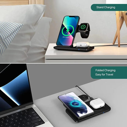 Wireless Charger iPhone Charging Station: 3 in 1 Charger Stand Multiple Devices for Apple-Fast Charging Station