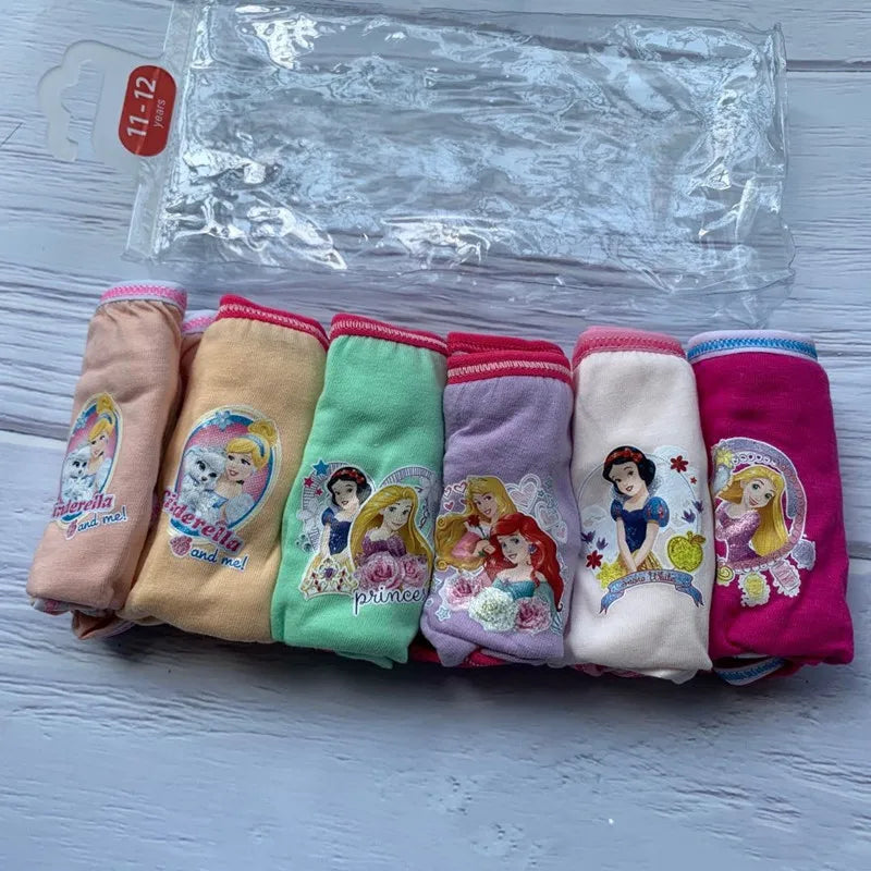 6pcs Disney Anime Mickey Mouse Underwear Kawaii Girl Frozen Elsa Triangle Cotton Underwear Cartoon Children Gifts