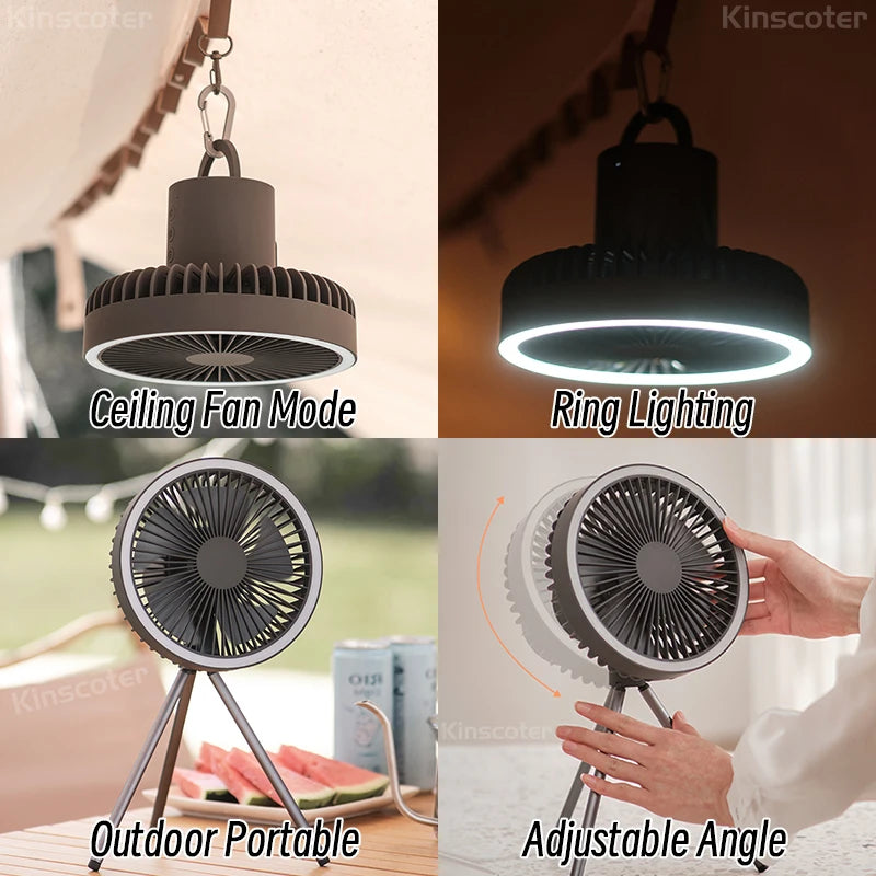 10000mAh 4000mAh Camping Fan Rechargeable Portable Wireless Ceiling Electric