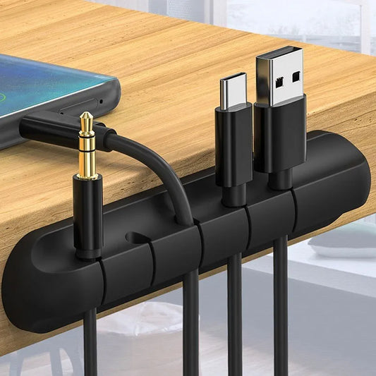 Multi USB Cable Organizer Cord Management Charger Desktop Clip Wire Holder