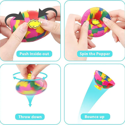 Party Favors - Fidget Toys  Hip Hop Jump Half Side Bouncing Ball Anti Stress For Kids Outdoor Fun Camouflage Spinning Bounce Bowl Fingertip Top