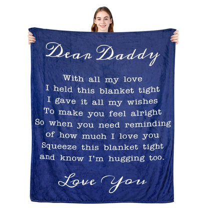 Styleship-Dad Blanket The Best Dad Print Throw Blanket，Soft Cozy Luxury for Father Daddy Papa Pappy Grandpa，Men Gift for Fathers Day Birthday Christmas