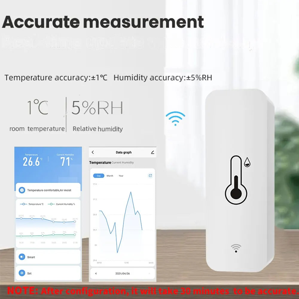 Tuya WiFi Temperature Humidity Sensor SmartLife Remote Monitor For Smart Home Workwith Alexa Google Assistant