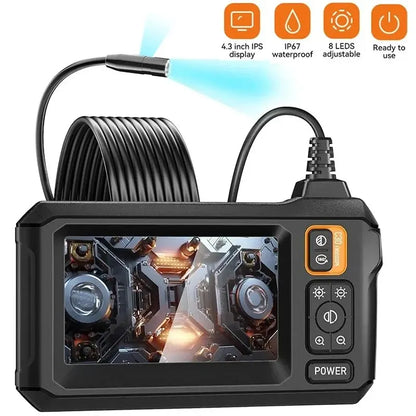 Industrial Endoscope Camera 8mm HD1080P 4.3inch IPS Screen 1080P Pipe Inspection Camera for Car Repair IP67 Waterproof