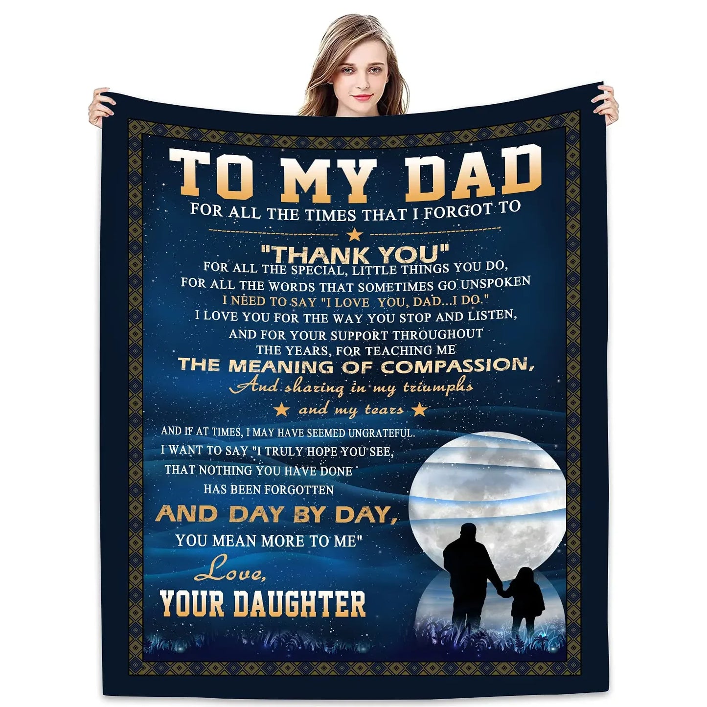 Styleship-Dad Blanket The Best Dad Print Throw Blanket，Soft Cozy Luxury for Father Daddy Papa Pappy Grandpa，Men Gift for Fathers Day Birthday Christmas