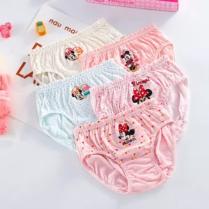 Disney Minnie Mouse Girls’ Cotton Underwear – 5-Pack Breathable & Soft Kids’ Briefs (Ages 3-14Y)